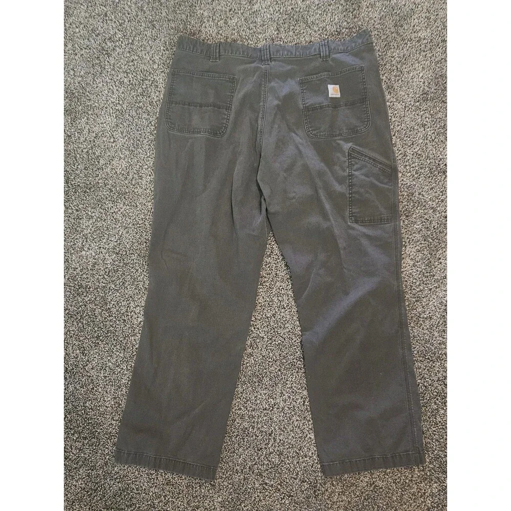 Carhartt Men's BN2291-M Rugged Flex Relaxed Fit Canvas Grey Pants Size 42 x 32